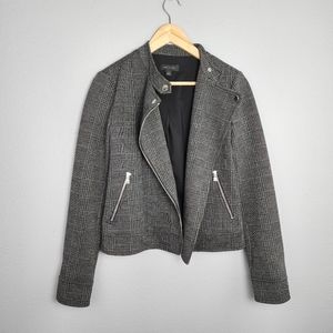 Ann Taylor woman's plaid moto jacket, size 0